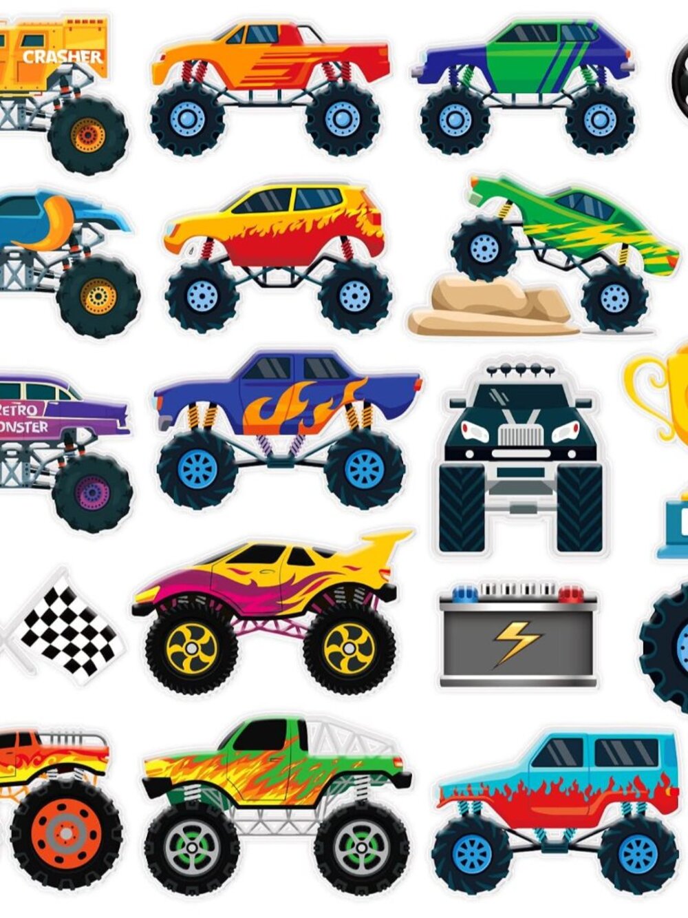 20 PCS Truck Thick Gel Clings Truck Window Gel Clings Decals Stickers for Kids T